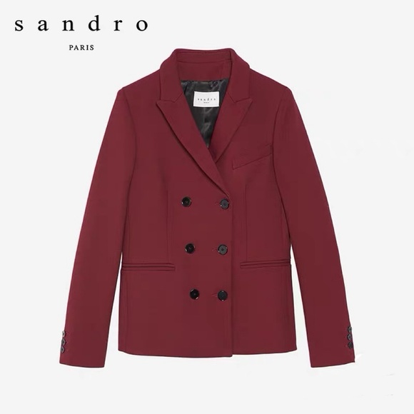 Sandro Jackets & Blazers - 🧨steal Authentic Sandro Women's Deep Red Double-Breasted Blazer
